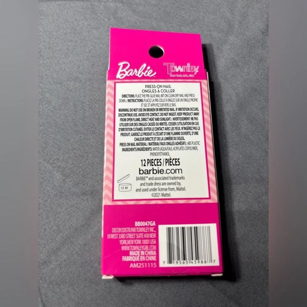 New Barbie Press On Nails & Sticker Set NWT